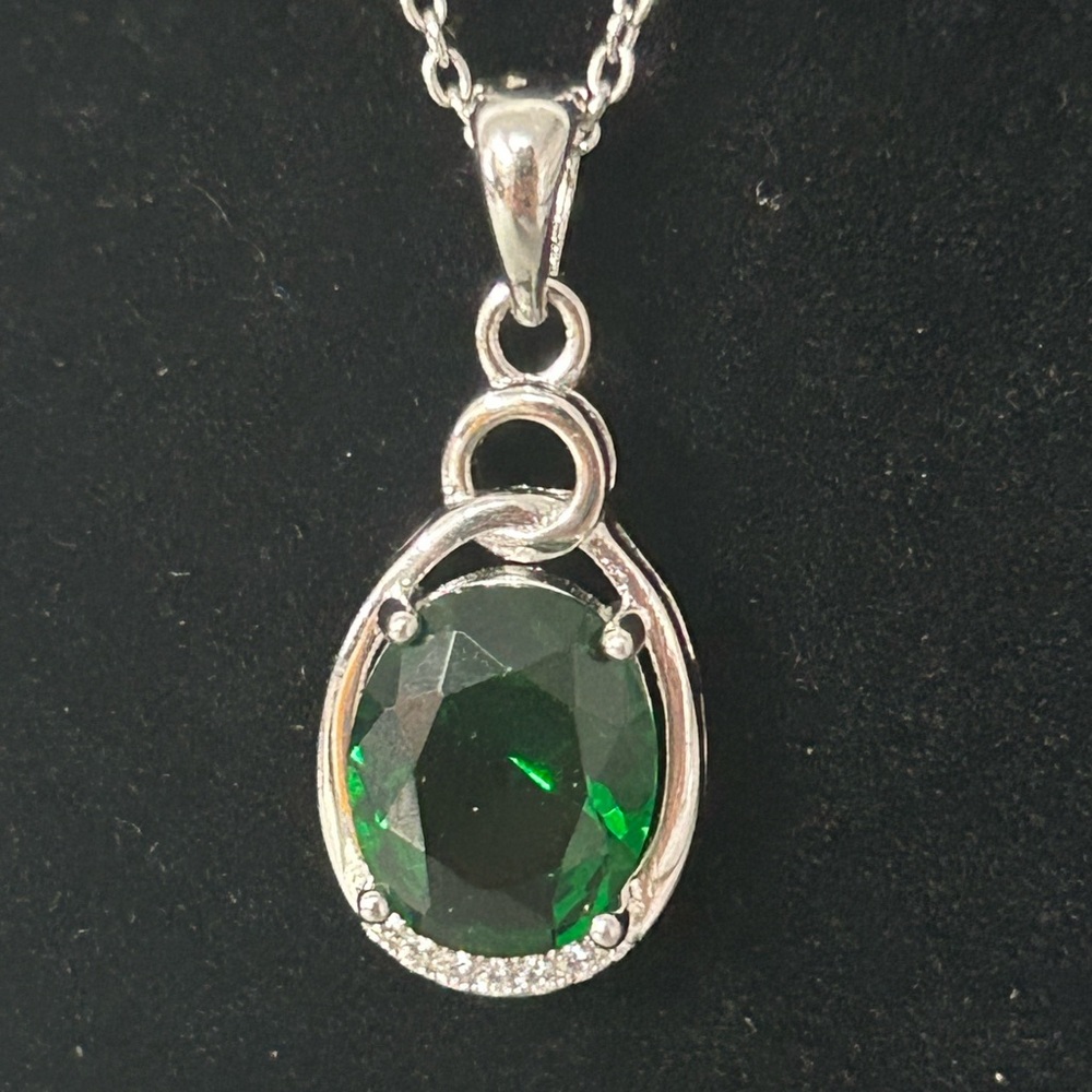 sterling silver emerald necklace